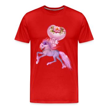 Merveilleux poulain fantastique avec des cœurs. - T-shirt bio Premium Homme - rouge - Devant - Damien (186cm)