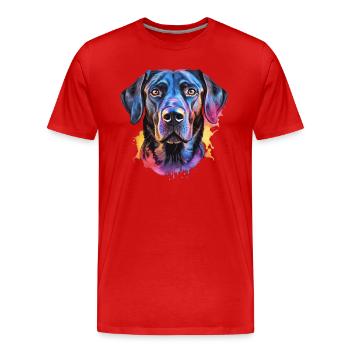 Ein farbenfroher Labrador - Männer Premium Bio T-Shirt - Rot - Vorne - Damien (186cm)