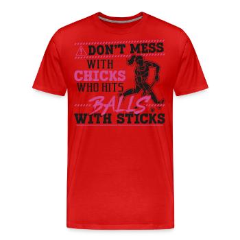 Hockey sur gazon Adulte Humour Ne pas - T-shirt bio Premium Homme - rouge - Devant - Damien (186cm)