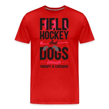 Field Hockey Dog Field Hockey And - Men's Premium Organic T-Shirt - red - Front - Damien (186cm)