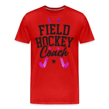 Field Hockey Coach Field Hockey - Men's Premium Organic T-Shirt - red - Front - Damien (186cm)