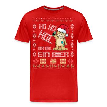 Ho Ho Hol mir ein Bier lustiger Weihnachts Spruch - Männer Premium Bio T-Shirt - Rot - Vorne - Damien (186cm)