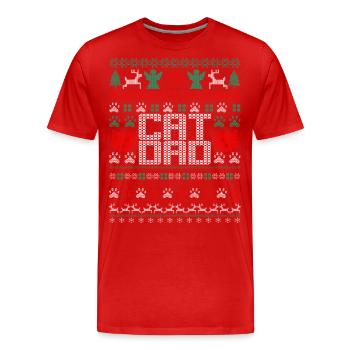 Ugly Christmas Cat Dad - Männer Premium Bio T-Shirt - Rot - Vorne - Damien (186cm)