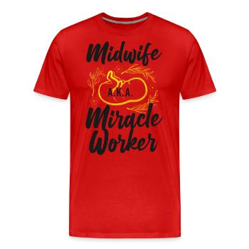 Infirmière sage-femme Accoucheuse Sage-femme - T-shirt bio Premium Homme - rouge - Devant - Damien (186cm)