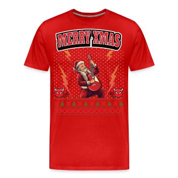 Ugly Christmas 8 Bit Pixel Rock and Heavy Metal - Men's Premium Organic T-Shirt - red - Front - Damien (186cm)
