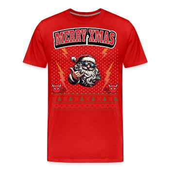 Ugly Christmas 8 Bit Pixel Rock et Heavy Metal - T-shirt bio Premium Homme - rouge - Devant - Damien (186cm)