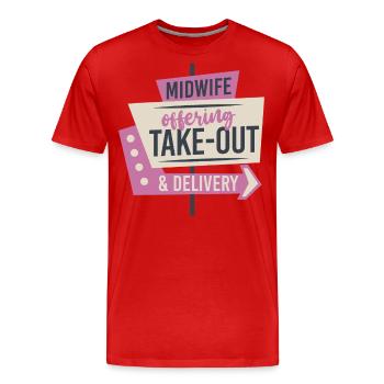 Infirmière sage-femme accoucheuse Sage-femme - T-shirt bio Premium Homme - rouge - Devant - Damien (186cm)