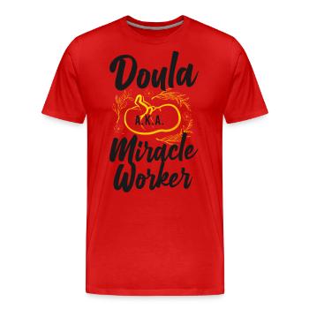 Doula Birth Worker Doula A.K.A. - Männer Premium Bio T-Shirt - Rot - Vorne - Damien (186cm)