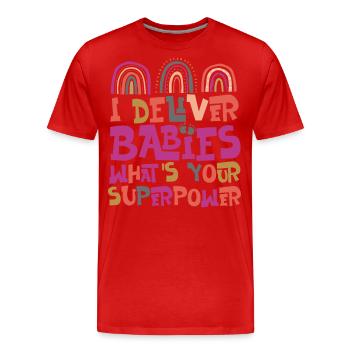 LD Labour And Delivery Nurse - Men's Premium Organic T-Shirt - red - Front - Damien (186cm)