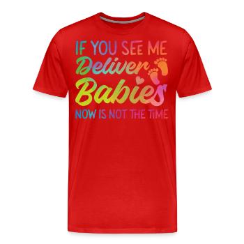 LD Labour And Delivery Nurse - Men's Premium Organic T-Shirt - red - Front - Damien (186cm)