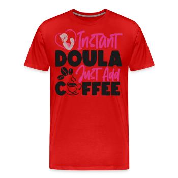 Doula Birth Worker Café Instantané - T-shirt bio Premium Homme - rouge - Devant - Damien (186cm)