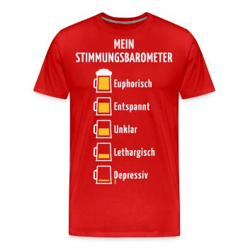 Mein Stimmungsbarometer (Bier / V2 / NEG) - Männer Premium Bio T-Shirt - Rot - Vorne - Damien (186cm)