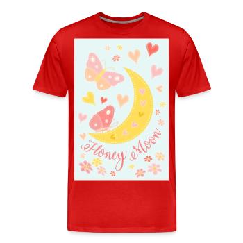 Lune de miel lune de miel fleurs papillons affiche bleu - T-shirt bio Premium Homme - rouge - Devant - Damien (186cm)