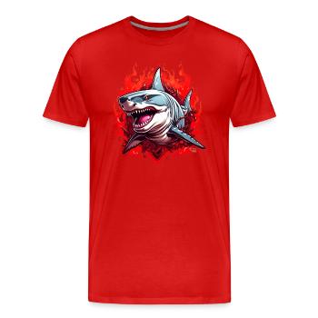 Fin City Street Swag | Shark Streetwear Collection - Männer Premium Bio T-Shirt - Rot - Vorne - Damien (186cm)