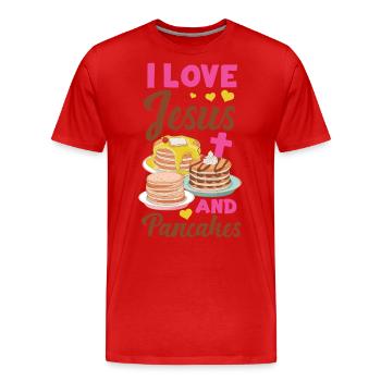 Pancake Lover Kids I Love Jesus - Männer Premium Bio T-Shirt - Rot - Vorne - Damien (186cm)