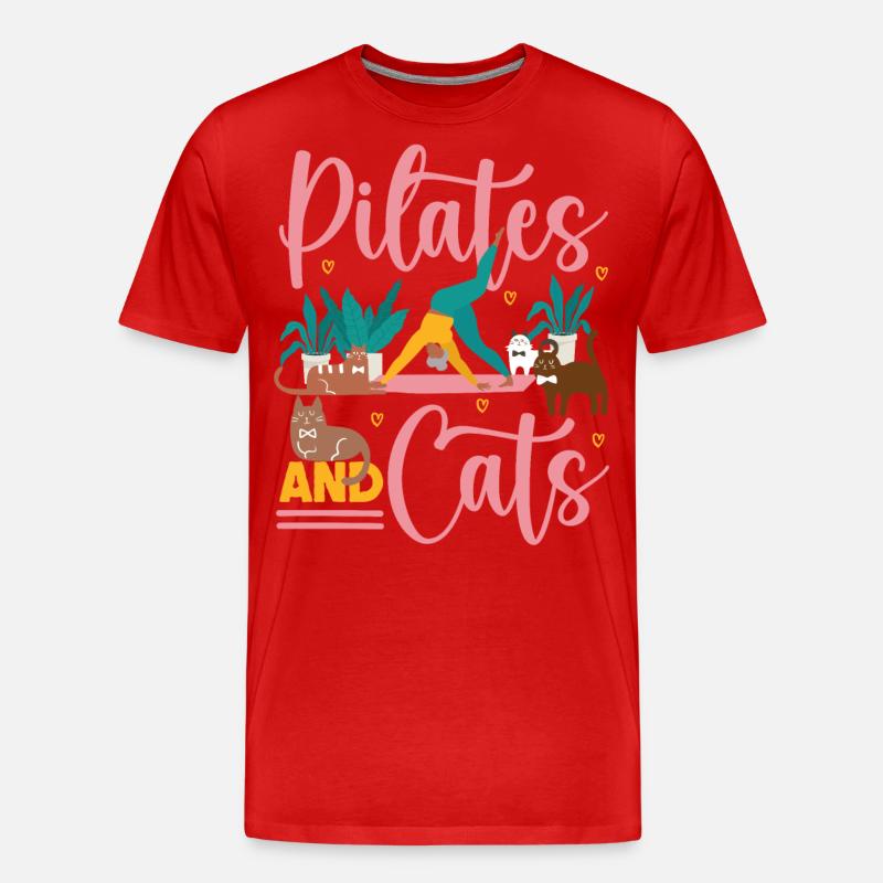 Pilates Instructor Teacher Cat - Männer Premium Bio T-Shirt - Rot