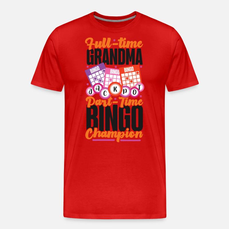 Bingo Player Grandma Full-Time - Männer Premium Bio T-Shirt - Rot