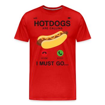 Hot Dog Adulte Téléphone Affichage Chaud - T-shirt bio Premium Homme - rouge - Devant - Damien (186cm)
