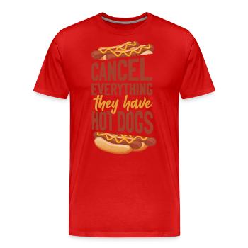 Hot Dog Adulte Annuler Tout - T-shirt bio Premium Homme - rouge - Devant - Damien (186cm)