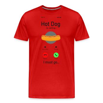 Hot Dog Adulte Téléphone Affichage Chaud - T-shirt bio Premium Homme - rouge - Devant - Damien (186cm)