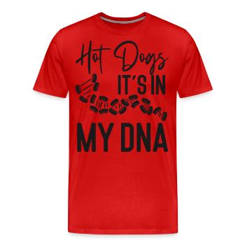 Hot Dog Hot-dogs pour adultes C’est dans mon - T-shirt bio Premium Homme - rouge - Devant - Damien (186cm)