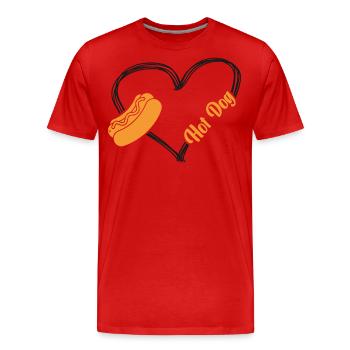 Hot Dog Adult Heart Hot Dog - T-shirt bio Premium Homme - rouge - Devant - Damien (186cm)