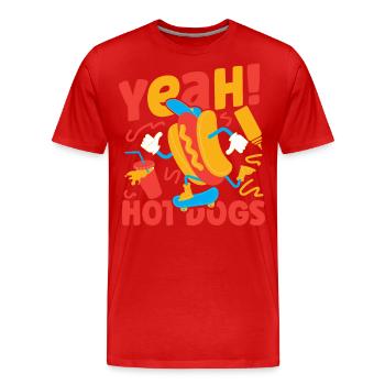 Hot Dog Adult Yeah! Hot Dogs - Männer Premium Bio T-Shirt - Rot - Vorne - Damien (186cm)