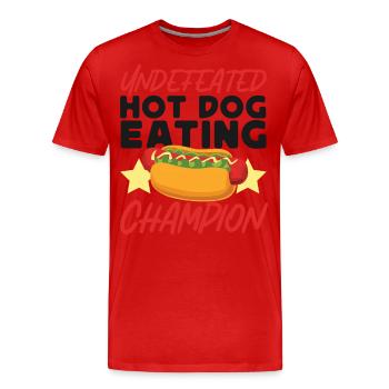 Hot Dog Adulte Hot-Dog Invaincu - T-shirt bio Premium Homme - rouge - Devant - Damien (186cm)