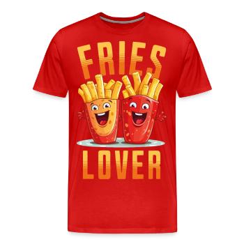 french fries love frieze lover frits face - Men's Premium Organic T-Shirt - red - Front - Damien (186cm)
