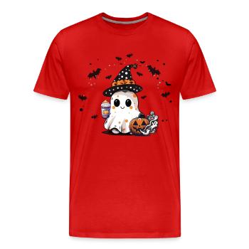 Halloween Ghost - Men's Premium Organic T-Shirt - red - Front - Damien (186cm)