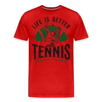 Funny Tennis Player Racket Life Is - Männer Premium Bio T-Shirt - Rot - Vorne - Damien (186cm)