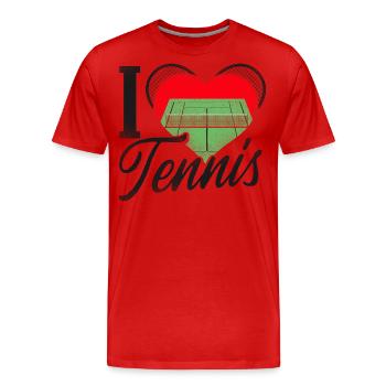Drôle de joueur de tennis raquette coeur I - T-shirt bio Premium Homme - rouge - Devant - Damien (186cm)