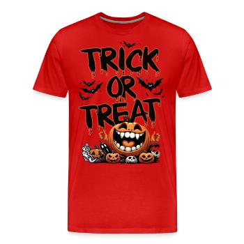 Trick or Treat - Männer Premium Bio T-Shirt - Rot - Vorne - Damien (186cm)
