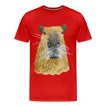 cute capybara capybara capibara guinea pig - Men's Premium Organic T-Shirt - red - Front - Damien (186cm)