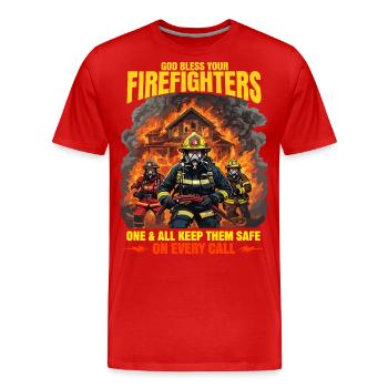 Gott segne die Feuerwehrleute Heroisches Design - Männer Premium Bio T-Shirt - Rot - Vorne - Damien (186cm)