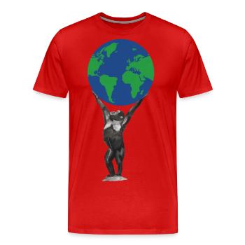 Affe Erde Weltkugel Ape Love Schimpanse - Männer Premium Bio T-Shirt - Rot - Vorne - Damien (186cm)