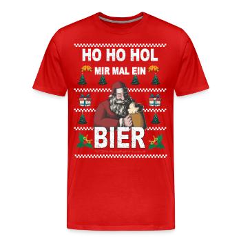 Ho Ho Get Me A Beer Funny Christmas - T-shirt bio Premium Homme - rouge - Devant - Damien (186cm)