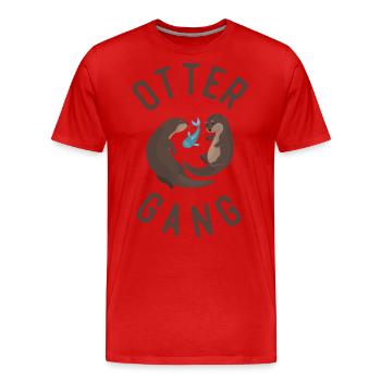 Otter Otter Gang - Men's Premium Organic T-Shirt - red - Front - Damien (186cm)