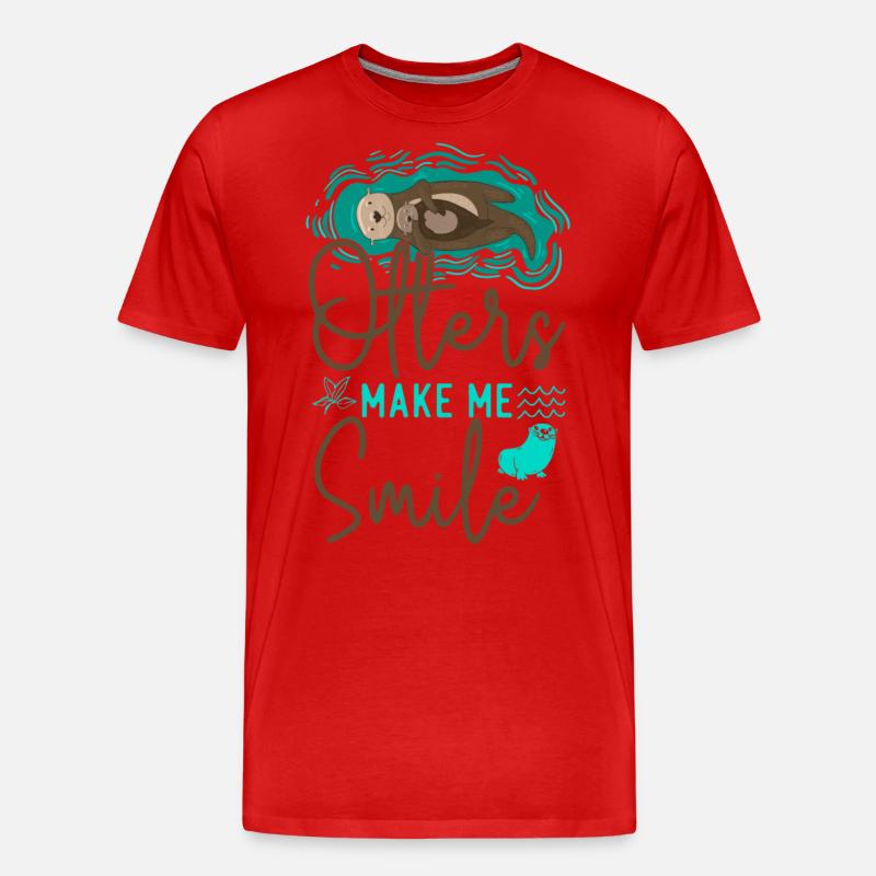 Otter Otters Make Me Smile - Männer Premium Bio T-Shirt - Rot