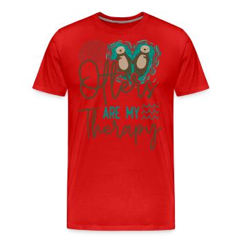 Loutre Les loutres sont ma thérapie - T-shirt bio Premium Homme - rouge - Devant - Damien (186cm)