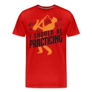 Saxophones que je devrais pratiquer - T-shirt bio Premium Homme - rouge - Devant - Damien (186cm)