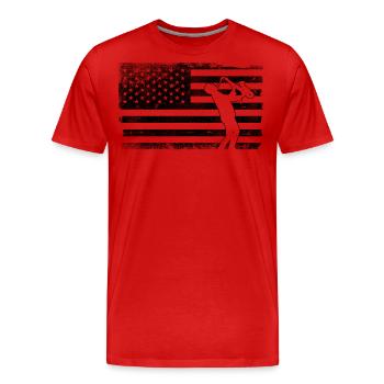 Saxophones American Flag - Men's Premium Organic T-Shirt - red - Front - Damien (186cm)