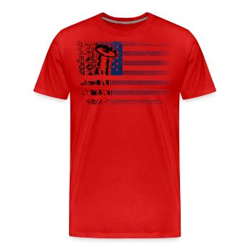 Saxophones American Flag - Men's Premium Organic T-Shirt - red - Front - Damien (186cm)