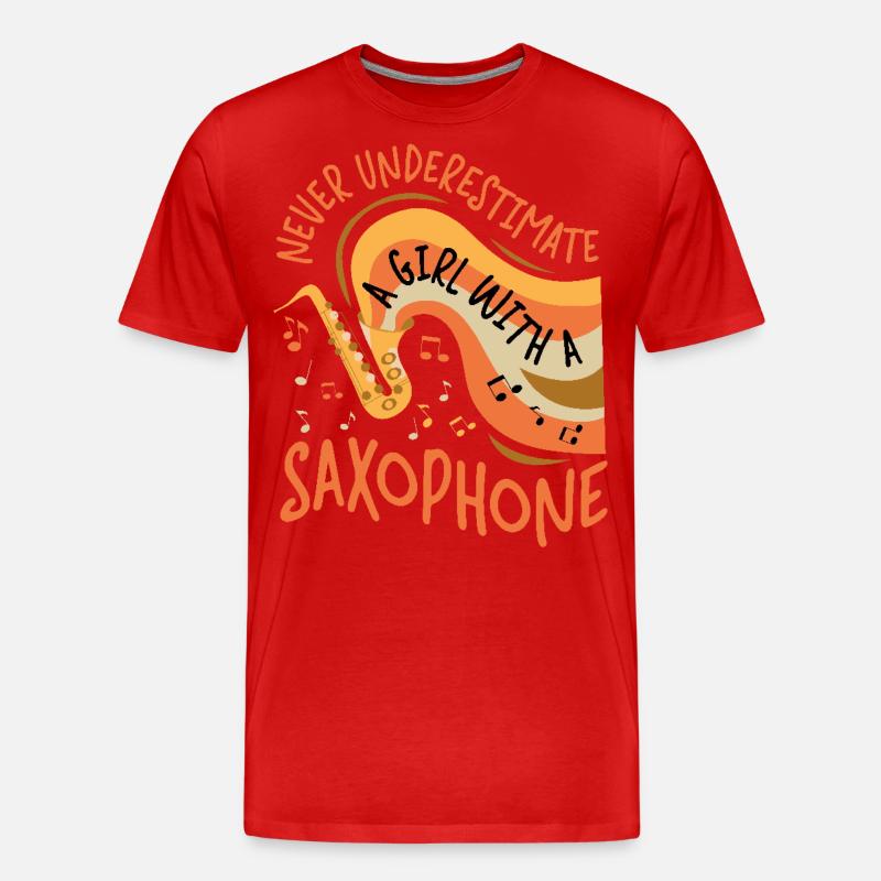 Saxophone Never Underestimate A - Männer Premium Bio T-Shirt - Rot