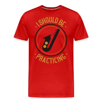 Saxophones que je devrais pratiquer - T-shirt bio Premium Homme - rouge - Devant - Damien (186cm)