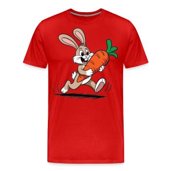 Lapin agile avec carotte - Conception de dessin animé amusante - T-shirt bio Premium Homme - rouge - Devant - Damien (186cm)