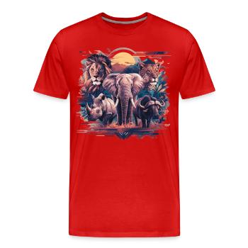 Big Five – Majestätische Wildtiere Afrikas - Männer Premium Bio T-Shirt - Rot - Vorne - Damien (186cm)