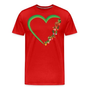 Amoureux des plantes Jardinage Coeur - T-shirt bio Premium Homme - rouge - Devant - Damien (186cm)