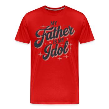 Mein Vater ist mein Idol – Vintage Vatertagsdesign - Männer Premium Bio T-Shirt - Rot - Vorne - Damien (186cm)