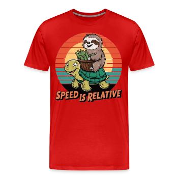 Lustiges Faultier & Schildkröte Retro Design - Männer Premium Bio T-Shirt - Rot - Vorne - Damien (186cm)
